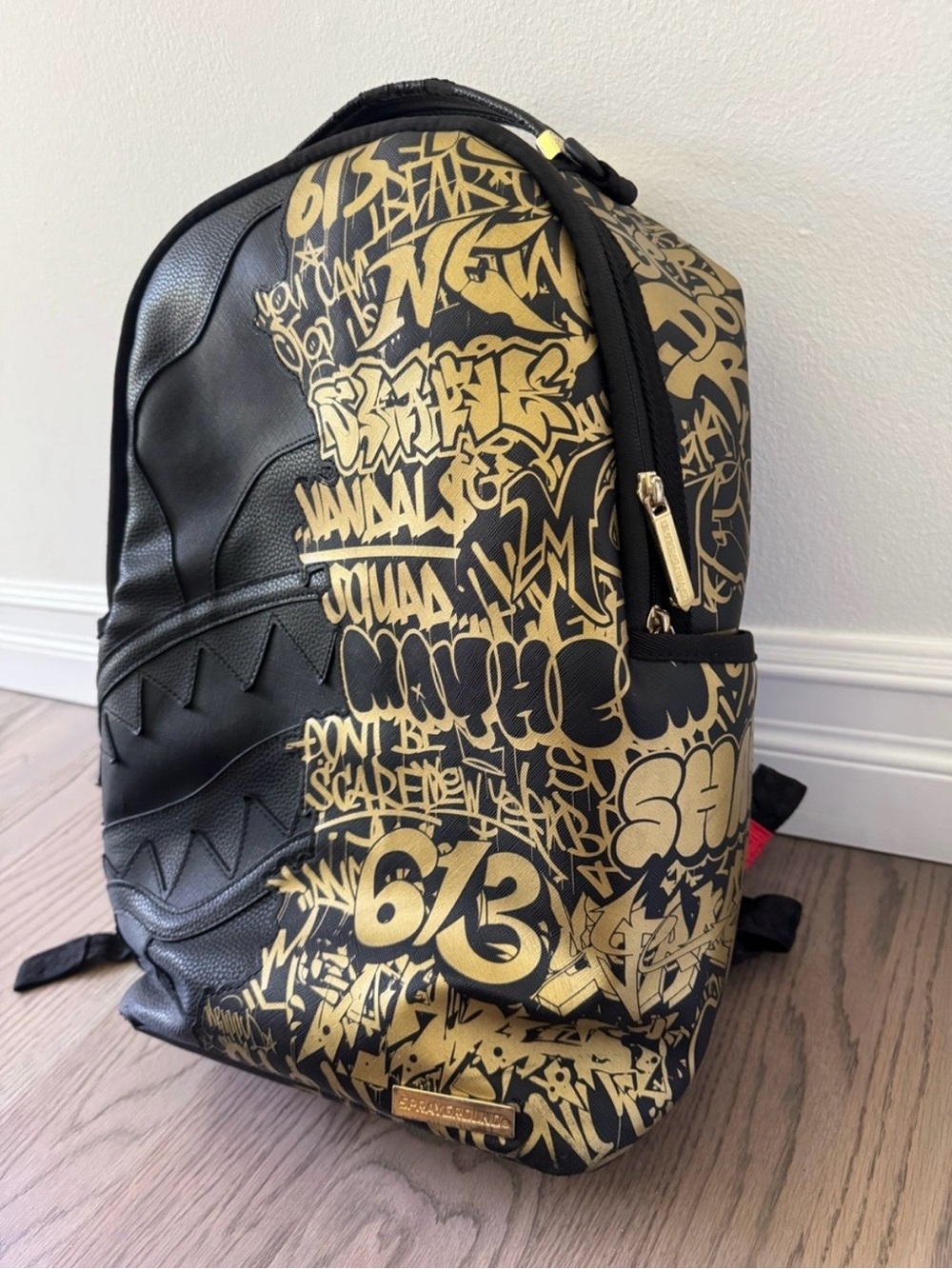 Sprayground Black & Gold Graffiti Backpack